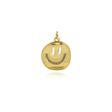 Minimalist Micropavé Smiley Face Pendant-DIY Jewelry Making Accessories  18mm