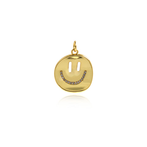Minimalist Micropavé Smiley Face Pendant-DIY Jewelry Making Accessories  18mm