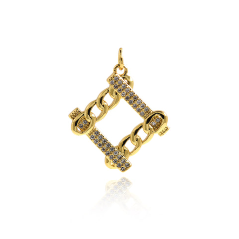 Shiny Micropavé Square Pendant-DIY Jewelry Making Accessories   19.5x18.5mm