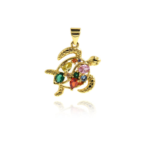 Exquisite Turtle Zircon Pendant-Personalized Jewelry Making Accessories  20x20mm