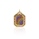 Exquisite Rectangular Enamel Rainbow Pendant-Personalized Jewelry Making Accessories   23x18mm
