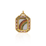 Exquisite Rectangular Enamel Rainbow Pendant-Personalized Jewelry Making Accessories   23x18mm