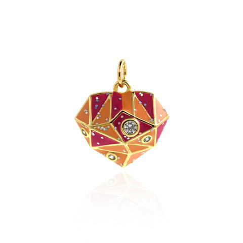 Shiny Geometric Heart Shaped Zircon Pendant-Personalized Jewellery Making Accessories   17x16.5mm
