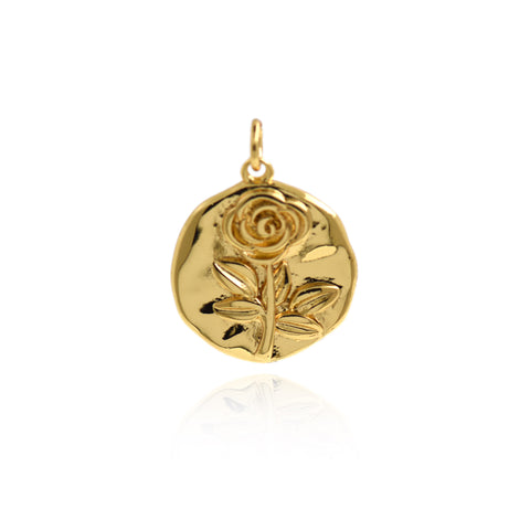 Minimalist Round Rose Pendant-Personalized Jewelry Making Accessories  18.5mm