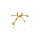 Minimalist Moon Star Zircon Pendant-Personalized Jewelry Making Accessories   33x32mm