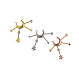 Minimalist Moon Star Zircon Pendant-Personalized Jewelry Making Accessories   33x32mm