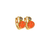 Minimalist Enamel Smiley Earrings-Personalized Jewelry Making Accessories   12.5x7.5mm