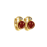 Minimalist Enamel Smiley Earrings-Personalized Jewelry Making Accessories   12.5x7.5mm