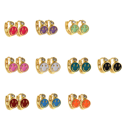 Minimalist Enamel Smiley Earrings-Personalized Jewelry Making Accessories   12.5x7.5mm