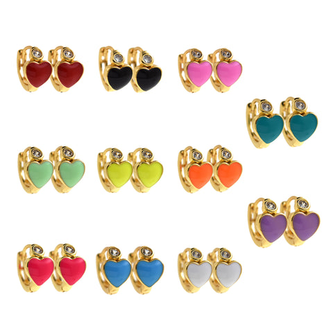 Minimalist Enamel Heart Earrings-Personalized Jewelry Making Accessories  13.5x7.5mm