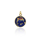 Minimalist Enamel Dolphin Zircon Pendant-Personalized Jewelry Making Accessories   15mm