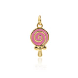 Minimalist Enamel Lollipop Pendant-Personalized Jewelry Making Accessories   17x9.5mm