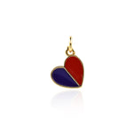 Minimalist Two Color Heart Pendant-Personalized Jewelry Making Accessories   11x10mm