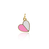 Minimalist Two Color Heart Pendant-Personalized Jewelry Making Accessories   11x10mm