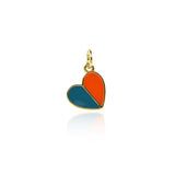 Minimalist Two Color Heart Pendant-Personalized Jewelry Making Accessories   11x10mm