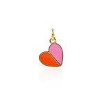 Minimalist Two Color Heart Pendant-Personalized Jewelry Making Accessories   11x10mm