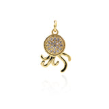 Minimalist Micropavé Octopus Pendant-Personalized Jewelry Making Accessories   18x13.5mm