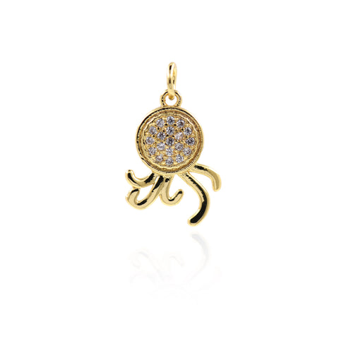 Minimalist Micropavé Octopus Pendant-Personalized Jewelry Making Accessories   18x13.5mm