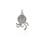 Minimalist Micropavé Octopus Pendant-Personalized Jewelry Making Accessories   18x13.5mm