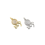 Minimalist Micropavé Octopus Pendant-Personalized Jewelry Making Accessories   18x13.5mm