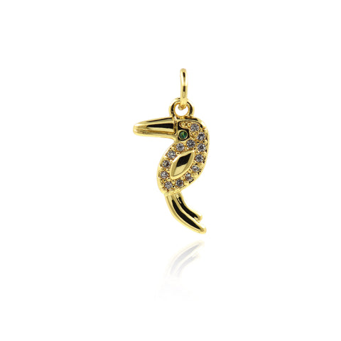 Minimalist Micropavé Woodpecker Pendant-Personalized Jewelry Making Accessories    17x10mm