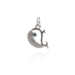 Delicate Micropavé Whale Pendant-Personalized Jewelry Making Accessories   14x10mm