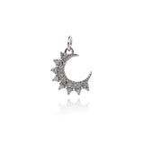 Exquisite Micropavé Moon Pendant-Personalized Jewelry Making Accessories   15x12mm