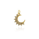 Exquisite Micropavé Moon Pendant-Personalized Jewelry Making Accessories   15x12mm