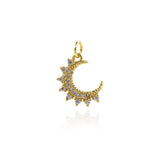 Exquisite Micropavé Moon Pendant-Personalized Jewelry Making Accessories   15x12mm