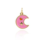 Minimalist Enamel Moon Star Love Pendant-Personalized Jewelry Making Accessories   15x11.5mm