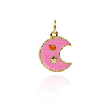 Minimalist Enamel Moon Star Love Pendant-Personalized Jewelry Making Accessories   15x11.5mm