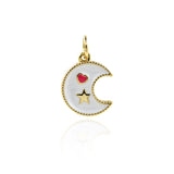 Minimalist Enamel Moon Star Love Pendant-Personalized Jewelry Making Accessories   15x11.5mm