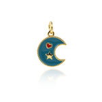 Minimalist Enamel Moon Star Love Pendant-Personalized Jewelry Making Accessories   15x11.5mm