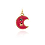 Minimalist Enamel Moon Star Love Pendant-Personalized Jewelry Making Accessories   15x11.5mm