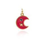 Minimalist Enamel Moon Star Love Pendant-Personalized Jewelry Making Accessories   15x11.5mm