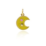 Minimalist Enamel Moon Star Love Pendant-Personalized Jewelry Making Accessories   15x11.5mm