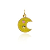 Minimalist Enamel Moon Star Love Pendant-Personalized Jewelry Making Accessories   15x11.5mm