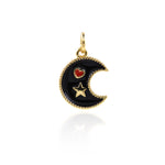 Minimalist Enamel Moon Star Love Pendant-Personalized Jewelry Making Accessories   15x11.5mm