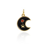 Minimalist Enamel Moon Star Love Pendant-Personalized Jewelry Making Accessories   15x11.5mm