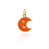 Minimalist Enamel Moon Star Love Pendant-Personalized Jewelry Making Accessories   15x11.5mm