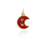Minimalist Enamel Moon Star Love Pendant-Personalized Jewelry Making Accessories   15x11.5mm