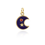 Minimalist Enamel Moon Star Love Pendant-Personalized Jewelry Making Accessories   15x11.5mm