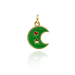 Minimalist Enamel Moon Star Love Pendant-Personalized Jewelry Making Accessories   15x11.5mm