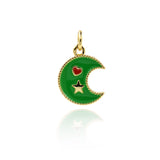 Minimalist Enamel Moon Star Love Pendant-Personalized Jewelry Making Accessories   15x11.5mm