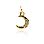 Exquisite Micropavé Moon Pendant-DIY Jewelry Accessories   12x8mm