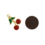 Refined Enamel Cherry Pendant-DIY Jewelry Accessories   22.5x12.5mm