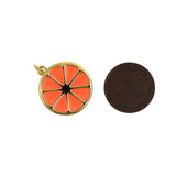 Refined Enamel Orange Pendant-DIY Jewelry Accessories  21mm