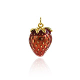 Exquisite Minimalist Enamel Strawberry Pendant-DIY Jewelry Accessories   22.5x15.5x10mm