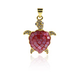 Exquisite Micropavé Turtle Enamel Pendant-DIY Accessories    26x21mm