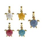Exquisite Micropavé Turtle Enamel Pendant-DIY Accessories    26x21mm